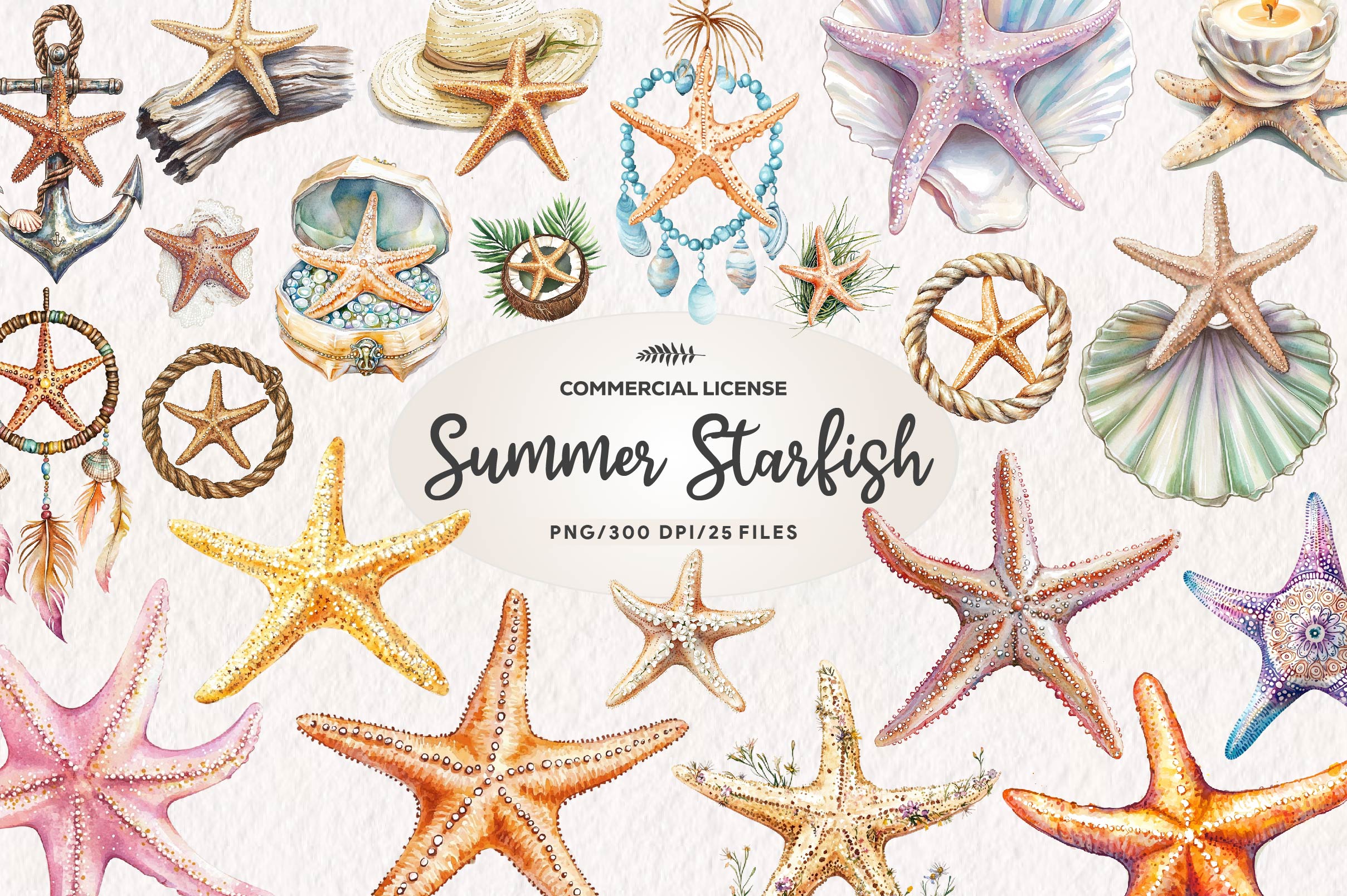 Summer Starfish Clipart Bundle