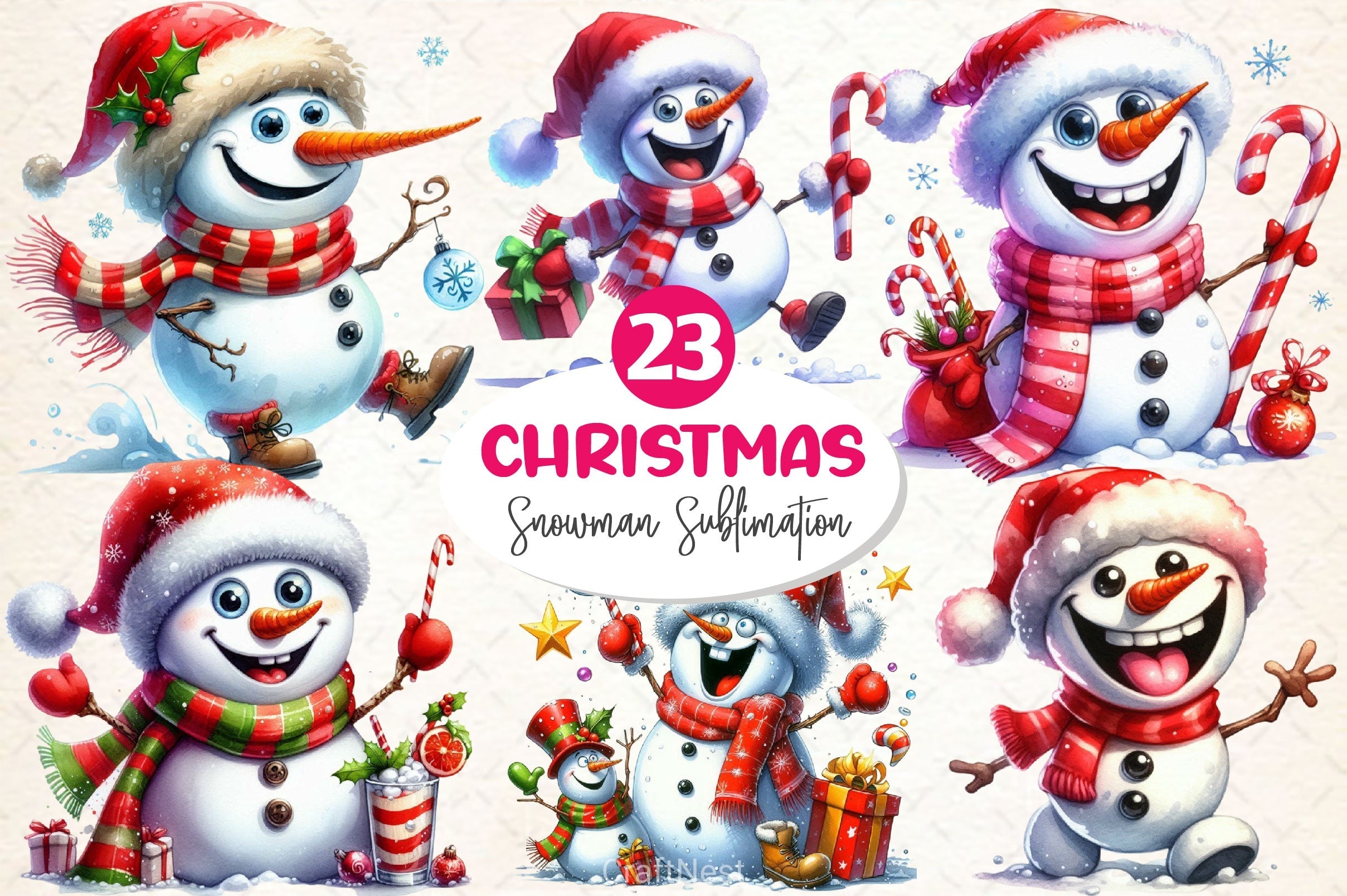 Funny Christmas Snowman Clipart Bundle 3