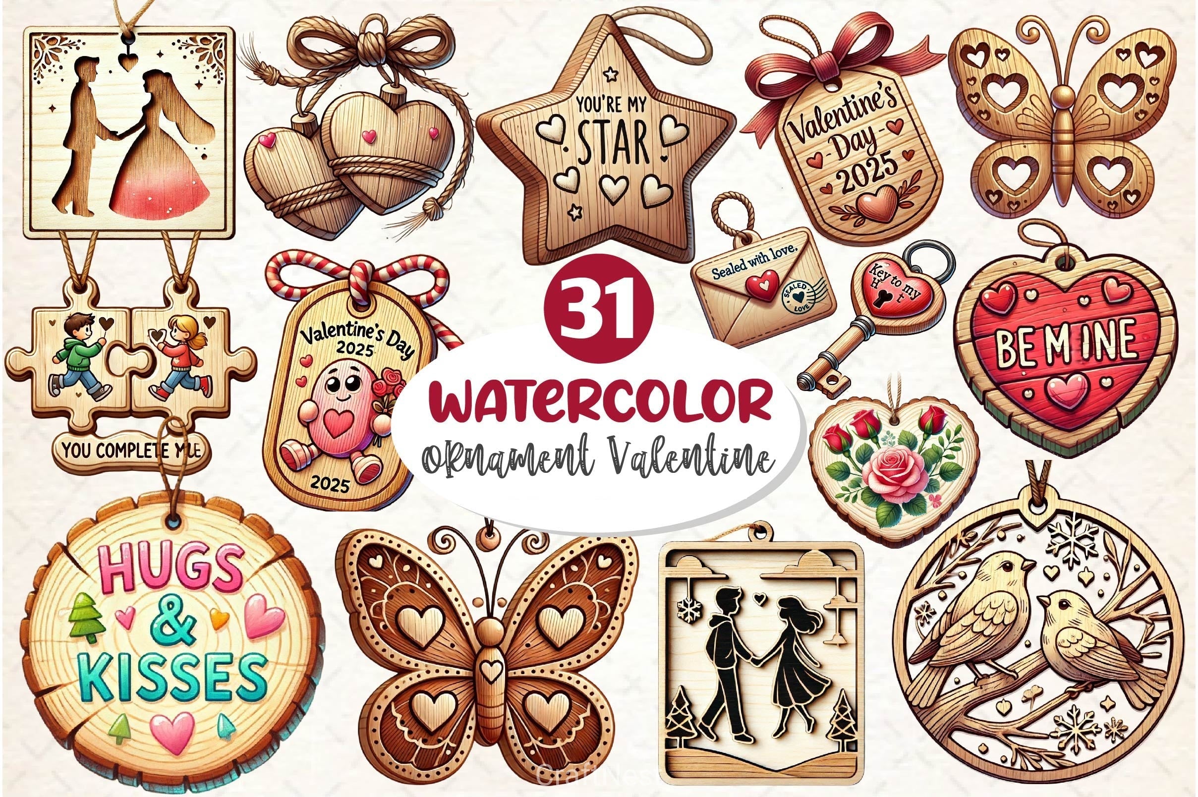 Ornament Valentine's Day Clipart Bundle