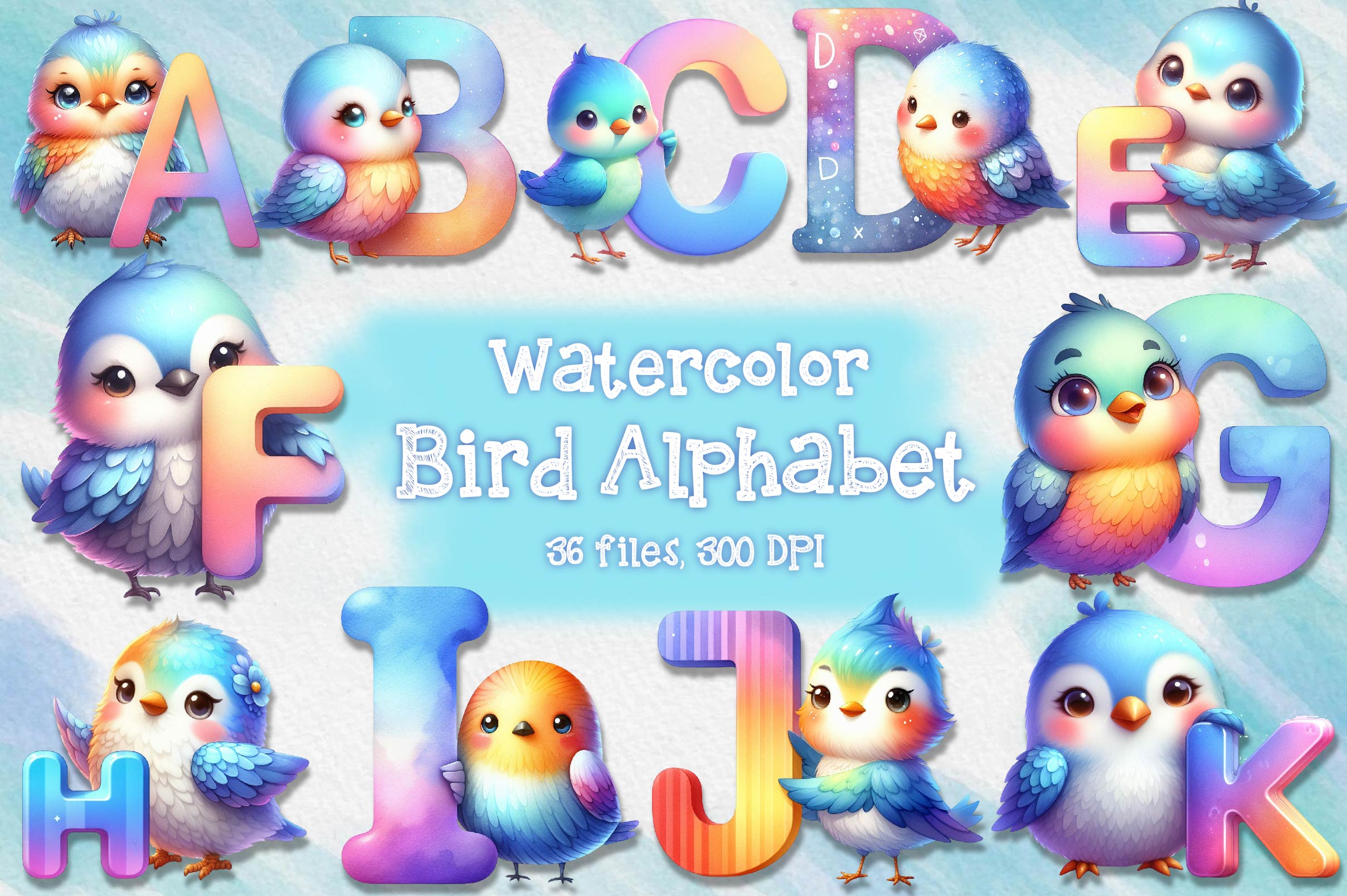 Bird Alphabet Clipart Bundle
