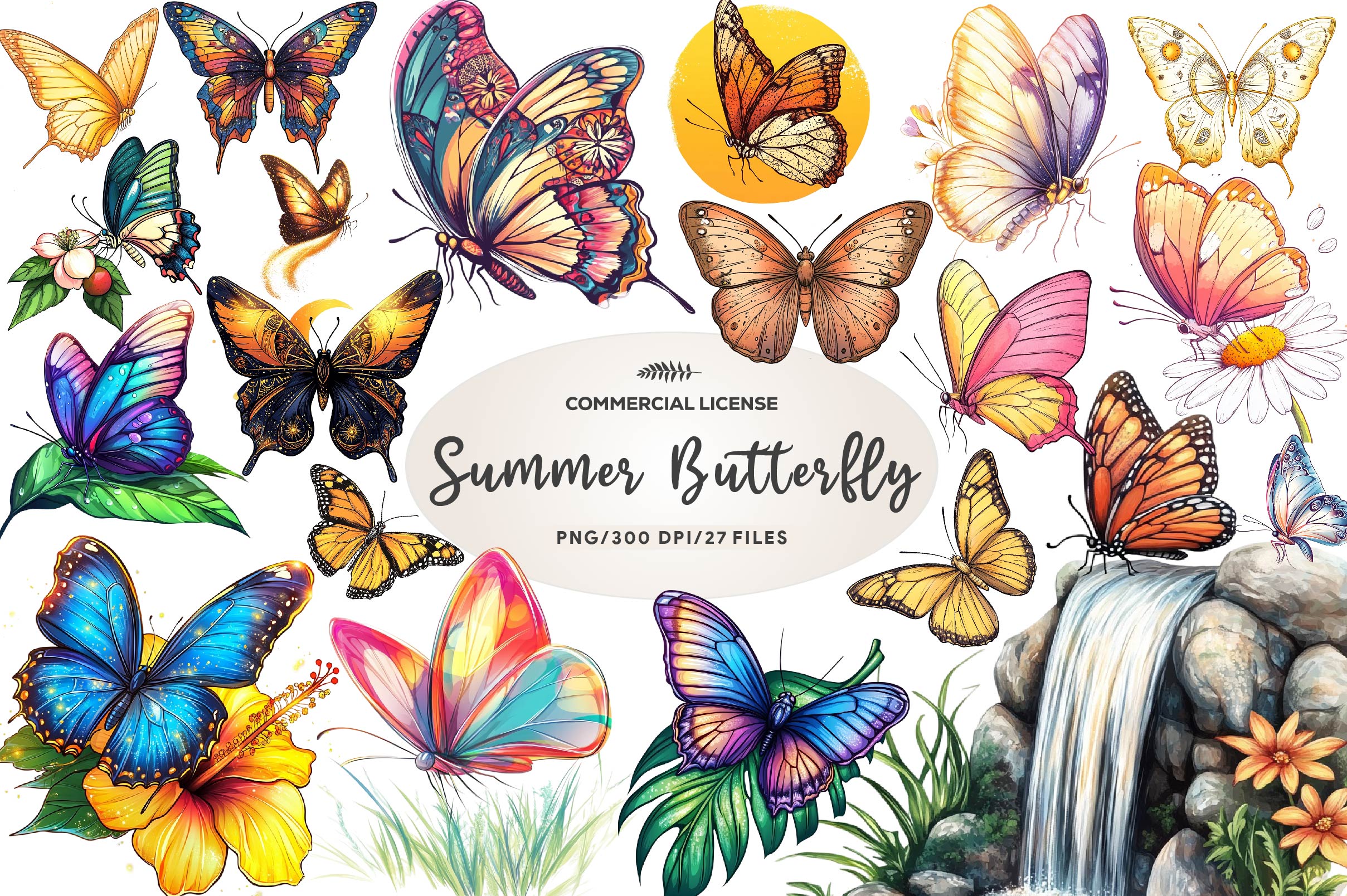 Summer Butterfly Clipart Bundle 2