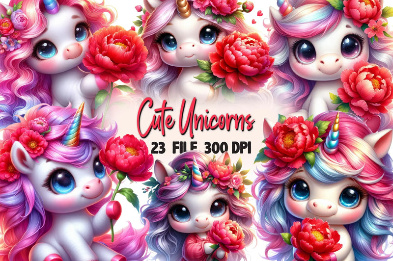 Unicorn Cute Unicorns Clipart Bundle - CraftNest - Digital Crafting and Art