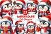 Cute Penguin Christmas Clipart Bundle