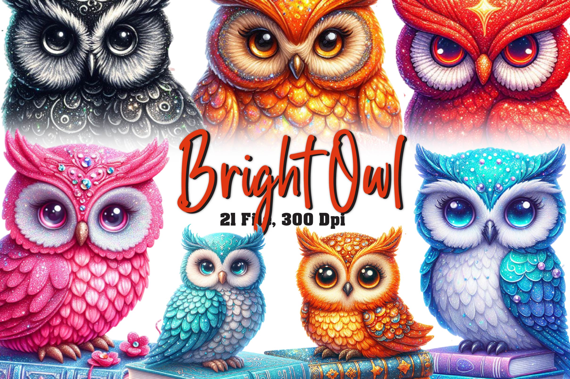 Bright Owl Clipart Bundle