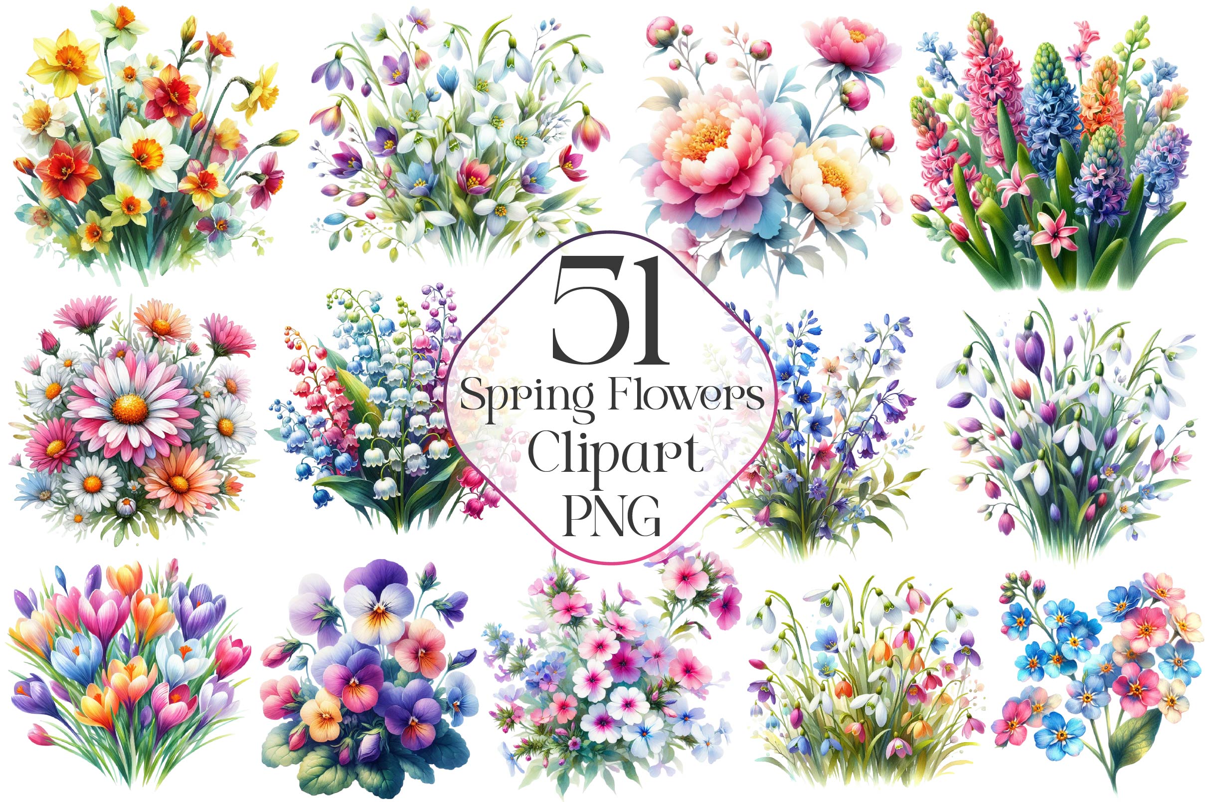 Spring Flowers Clipart Bundle 2