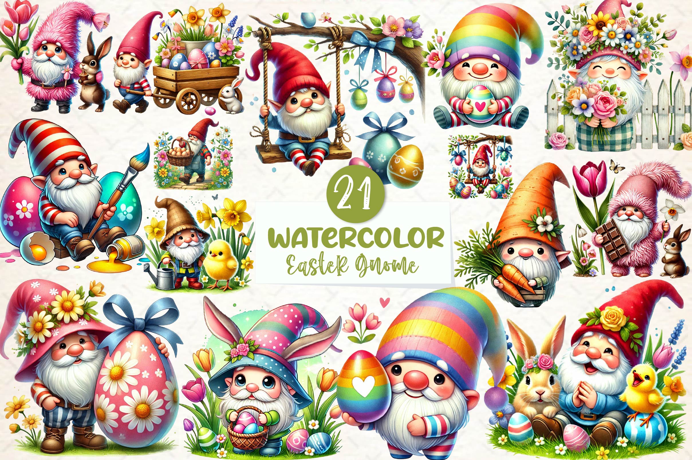 Easter Gnome Clipart Bundle