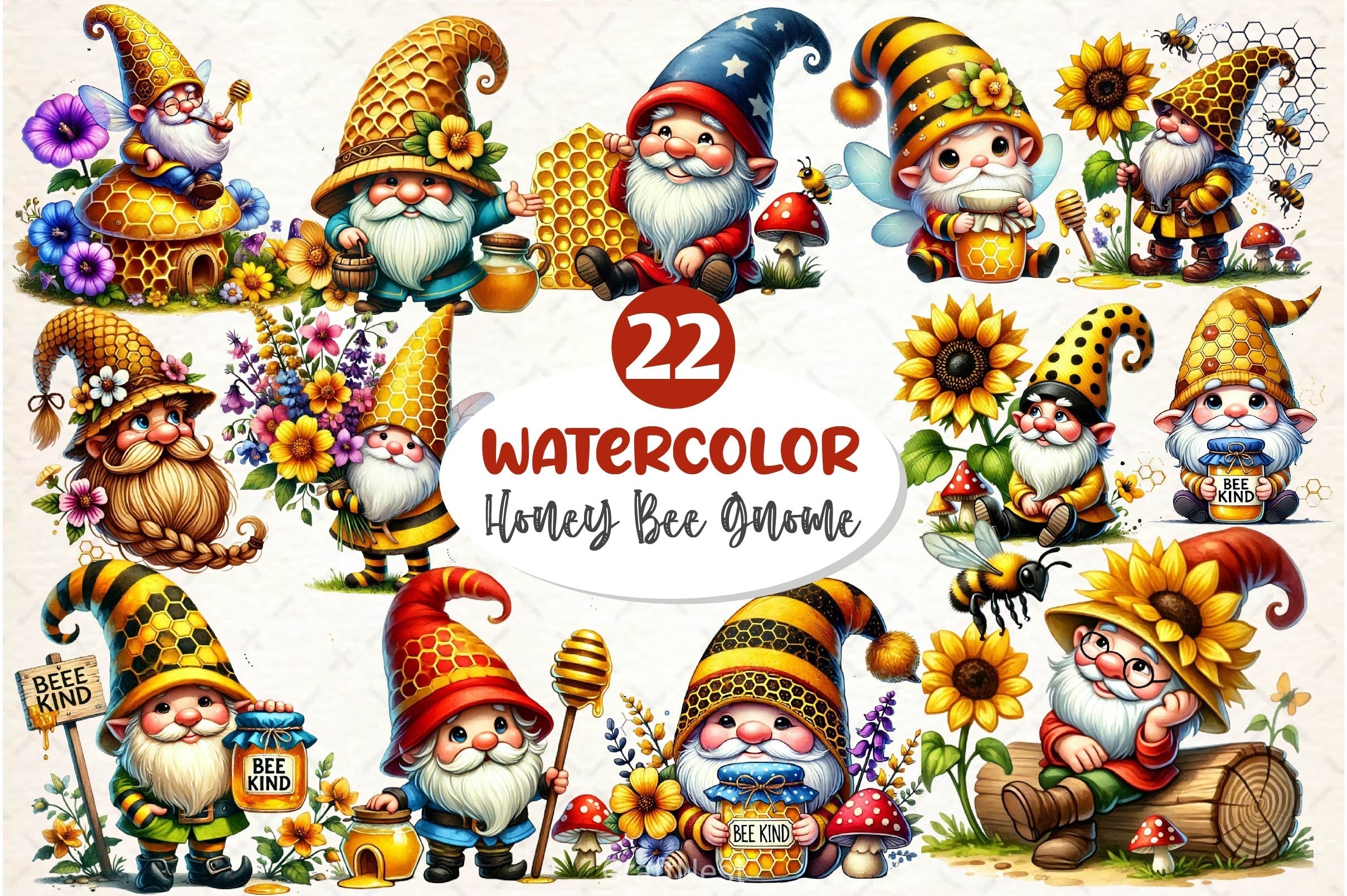 Honey Bee Gnome Clipart Bundle 5