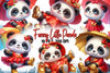 Panda Rainbow Umbrella Clipart Bundle
