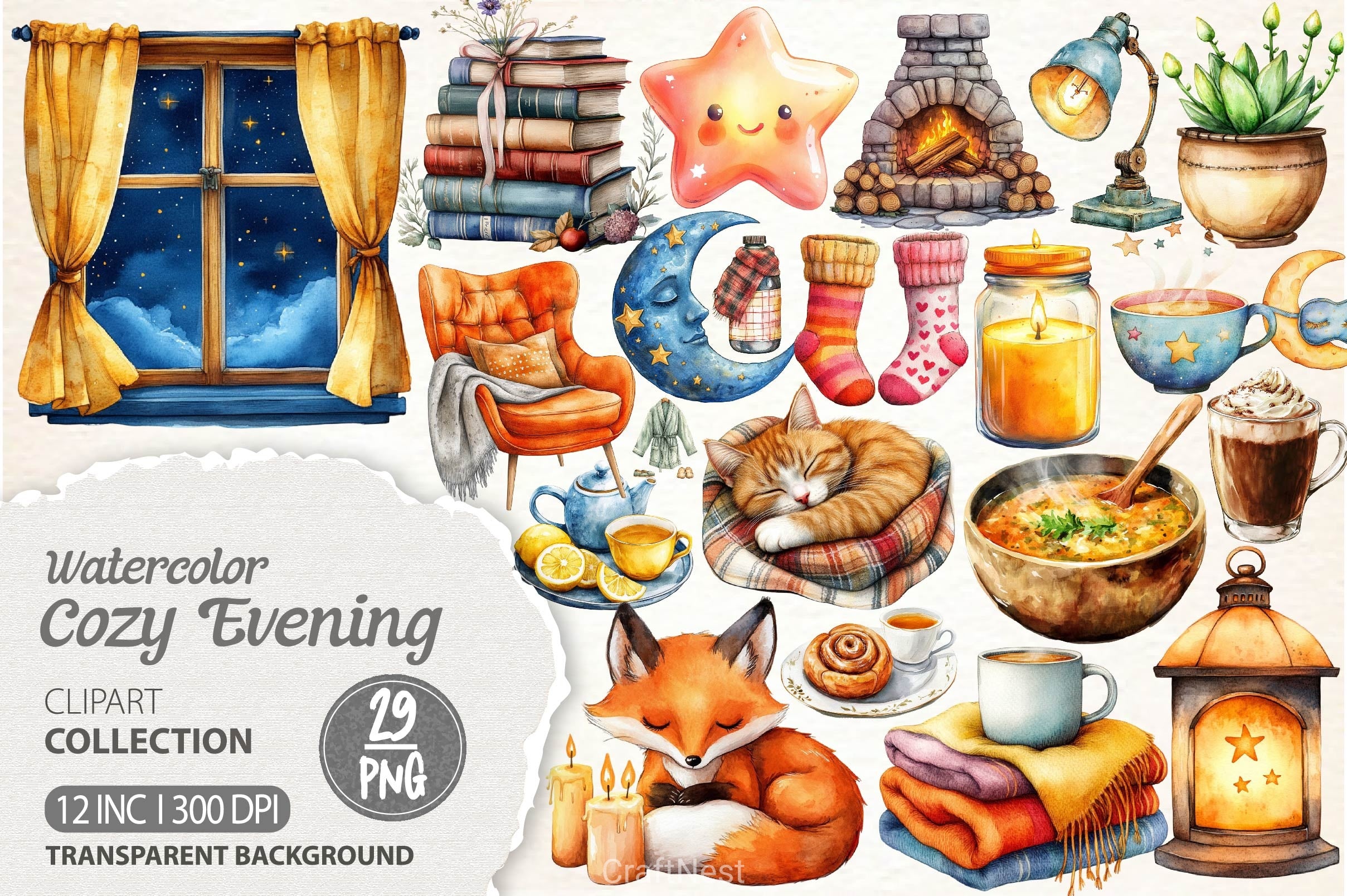 Cozy Evening Clipart Bundle