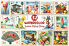 Summer Beach Postage Stamp Clipart Bundle
