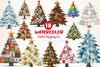 Quilted Christmas Tree Border Clipart Bundle