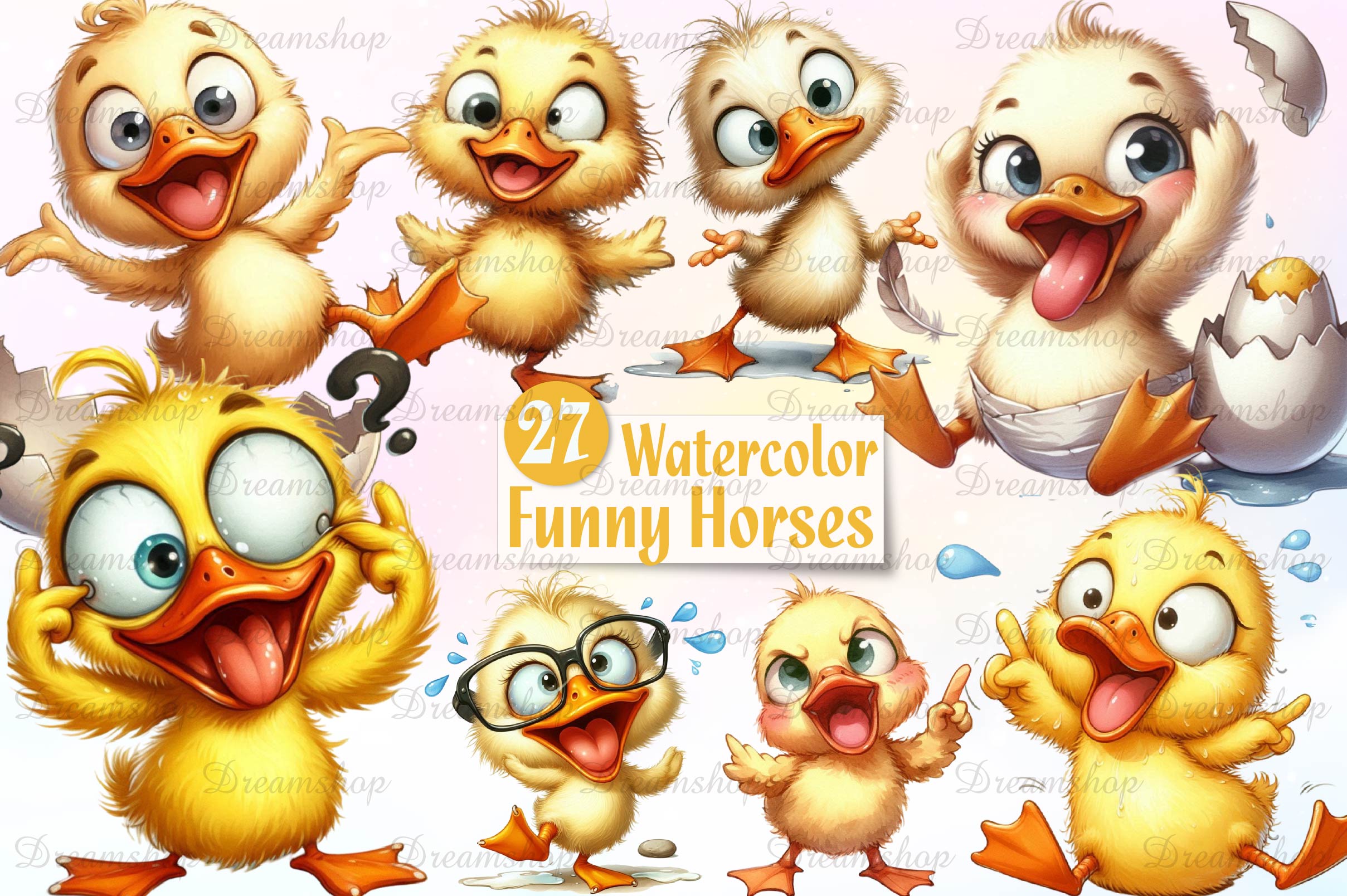 Funny Cute Duck Bird Clipart Bundle