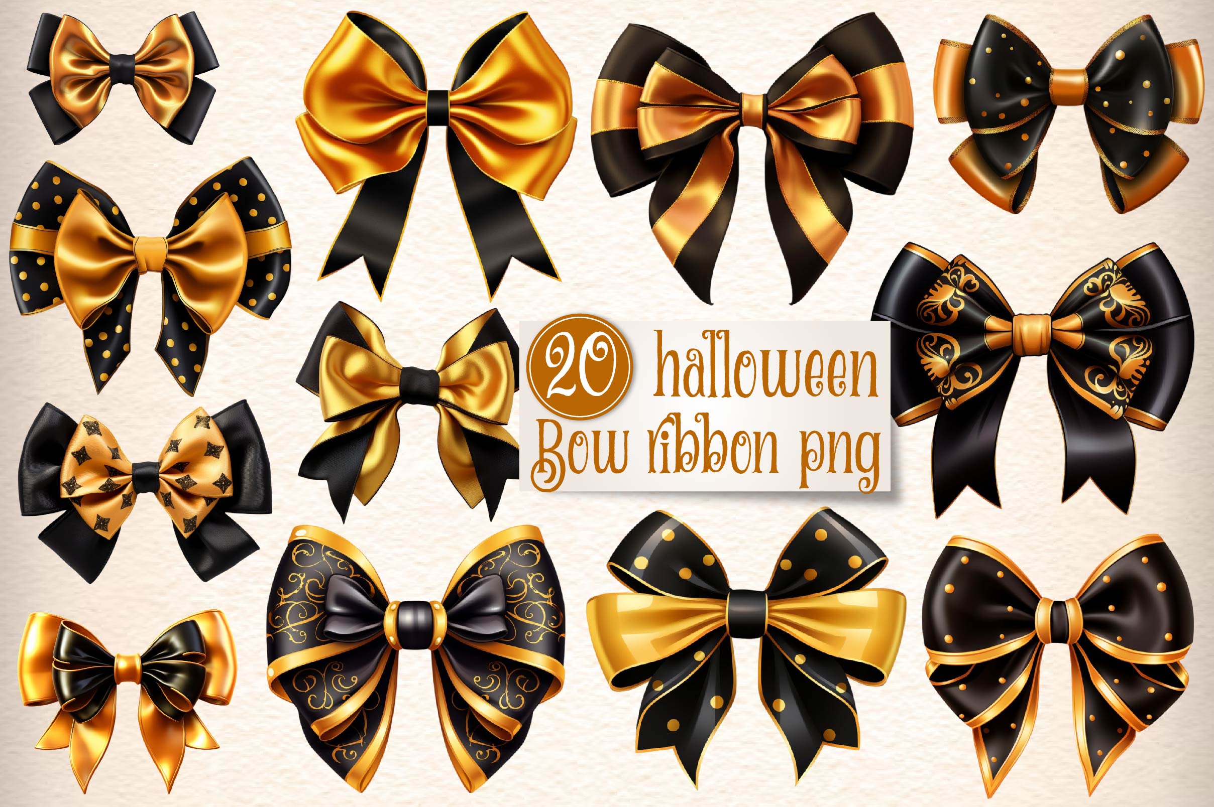 Halloween Bow Ribbon Clipart Bundle 1