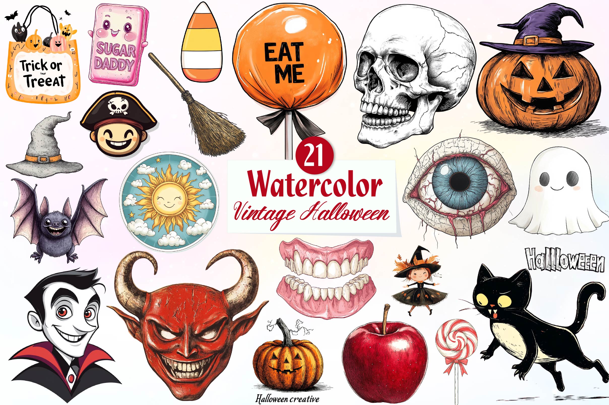 Vintage Halloween Clipart Bundle