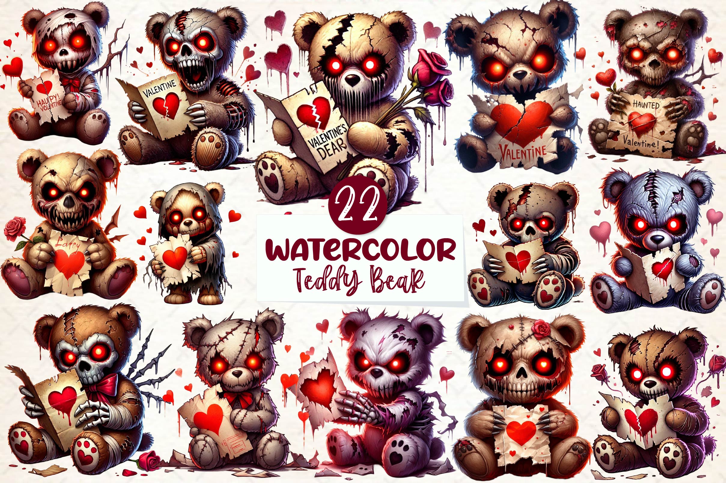 Haunted Teddy Bear Clipart Bundle