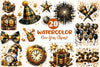 Golden And Black New Year Clipart Bundle