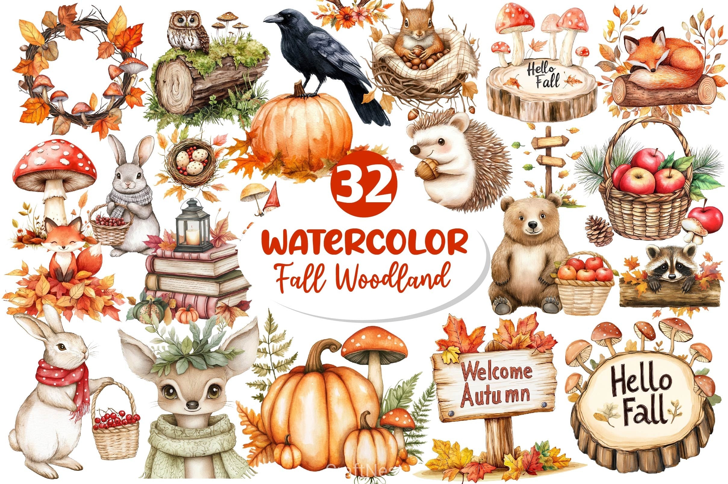 Fall Woodland Clipart Bundle 3