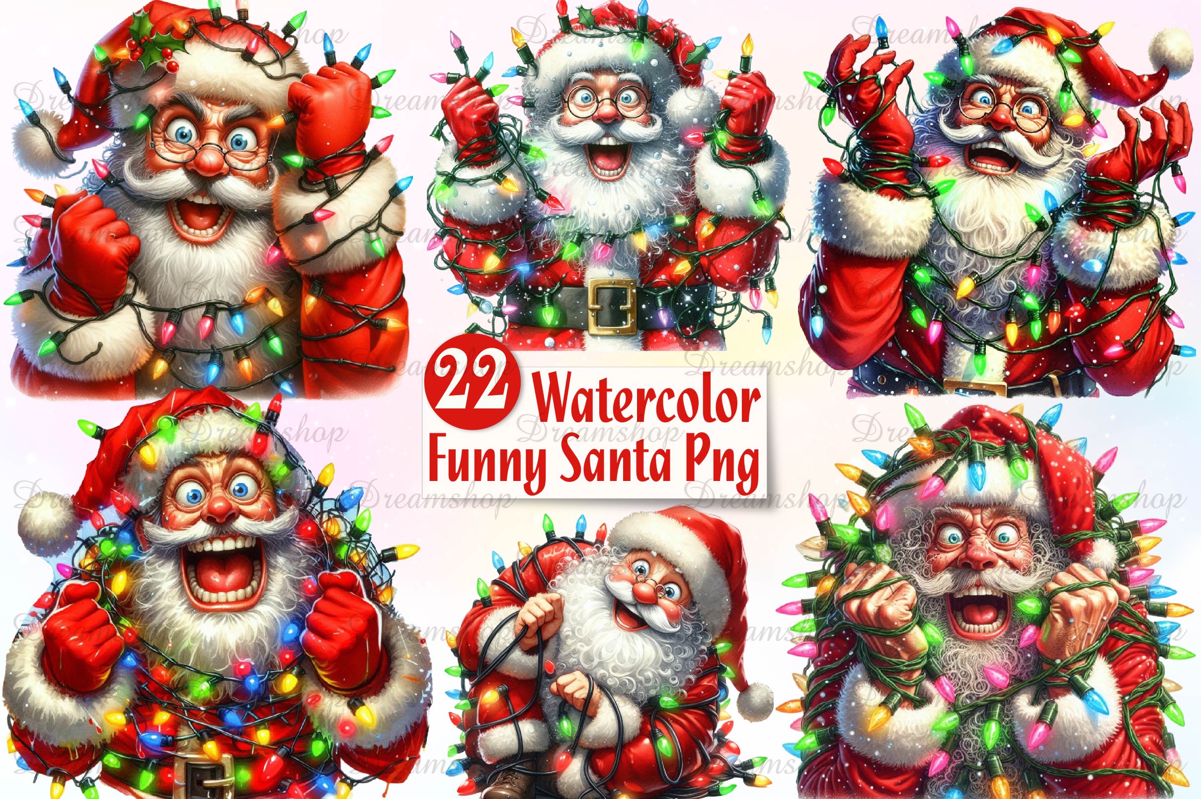 Funny Christmas Santa Clipart Bundle 2