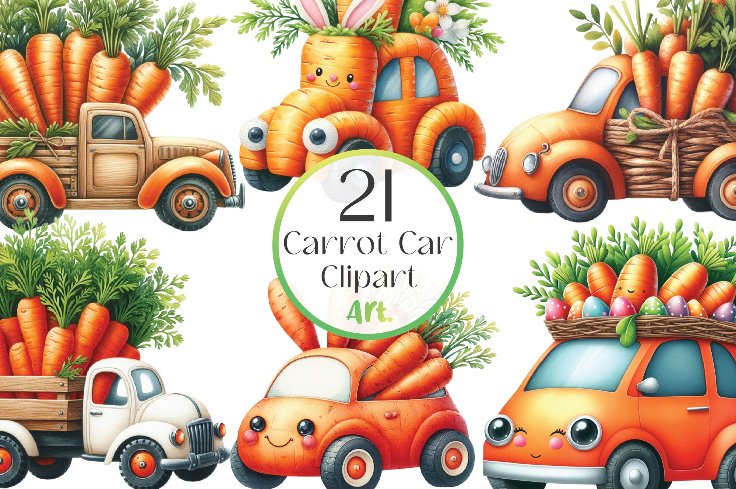 Carrot Car Clipart Bundle