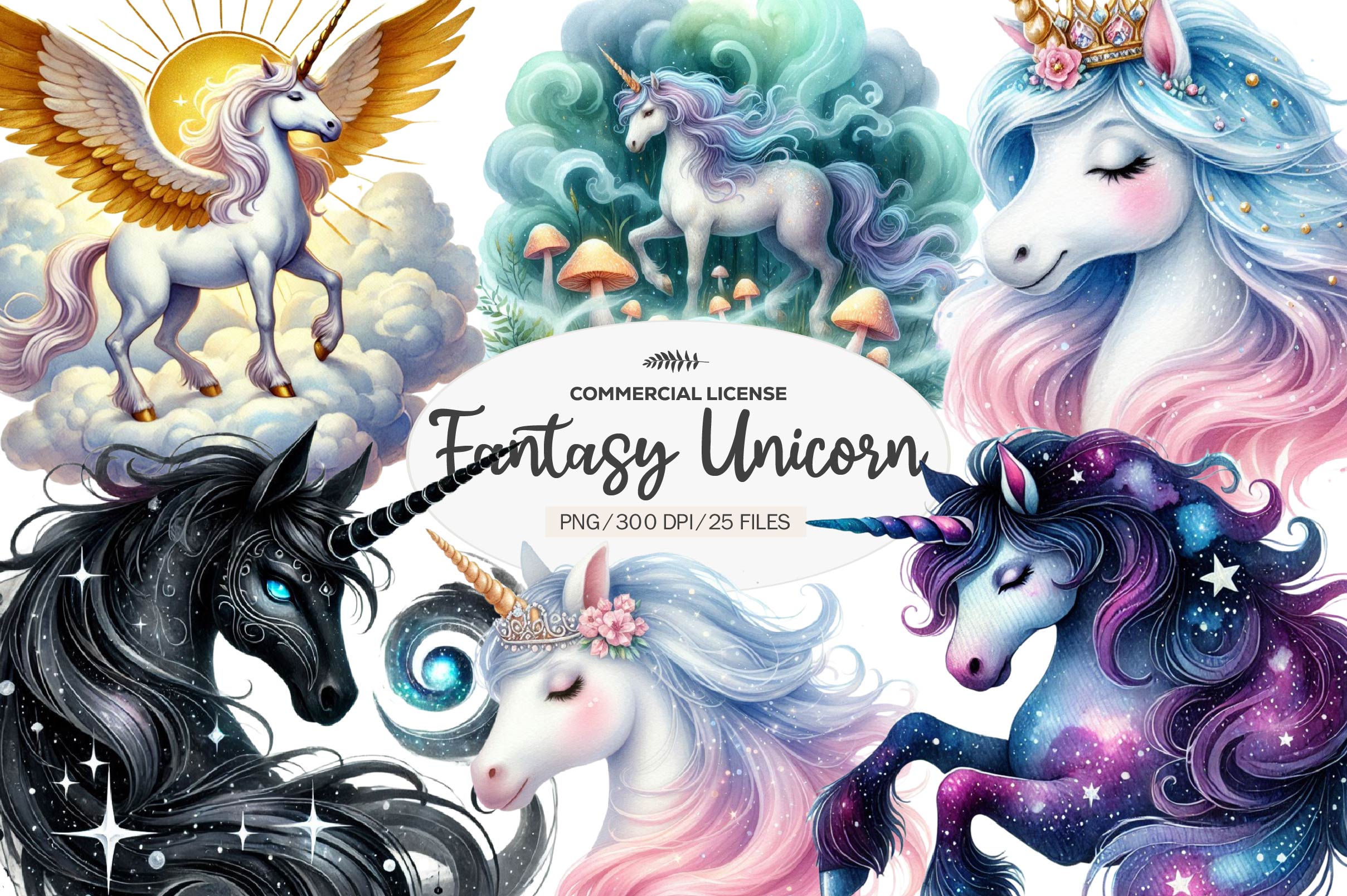 Fantasy Unicorn Clipart Bundle 1