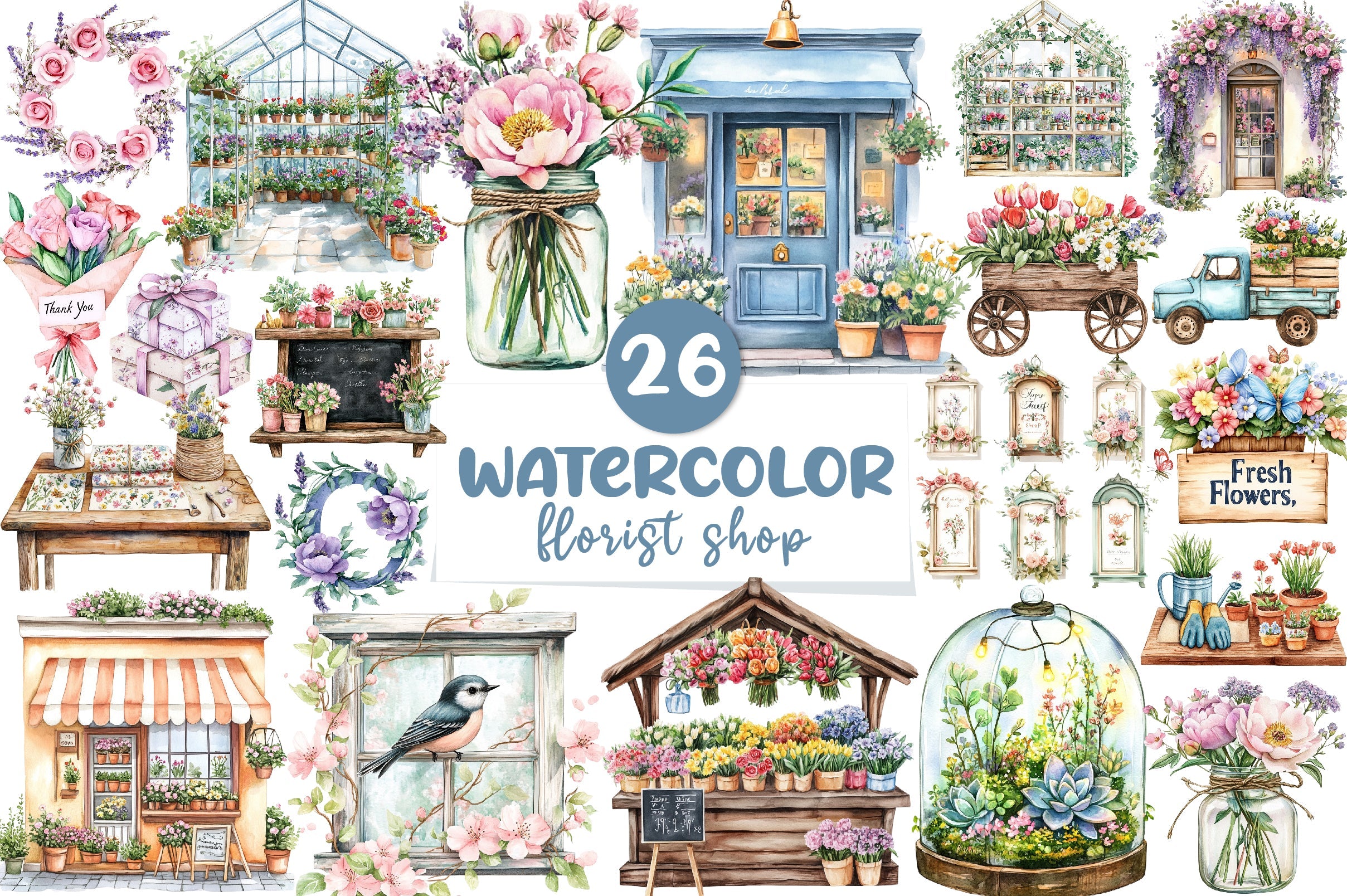 Spring Florist Shop Clipart Bundle