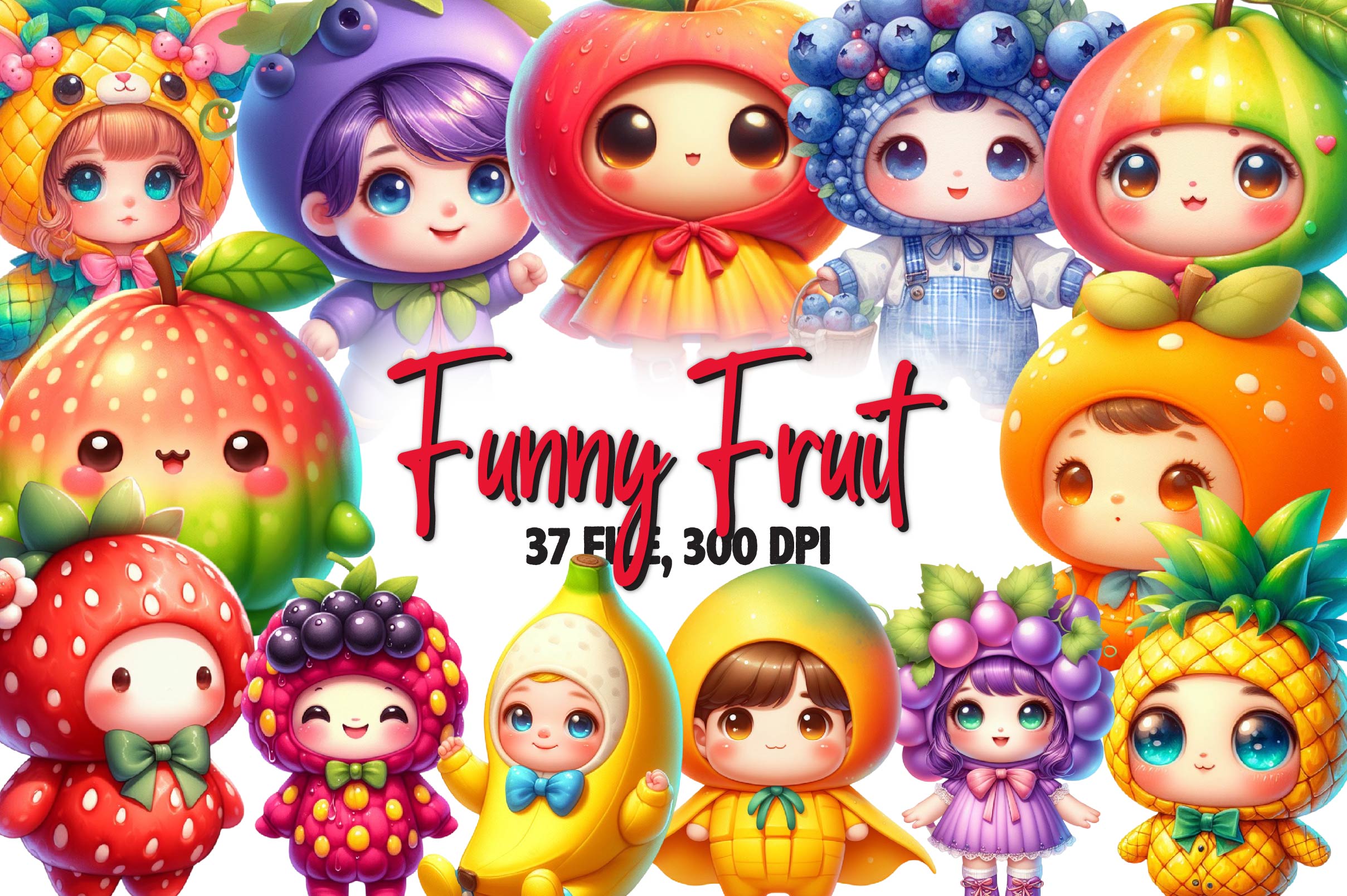 Funny Fruit Clipart Bundle 1
