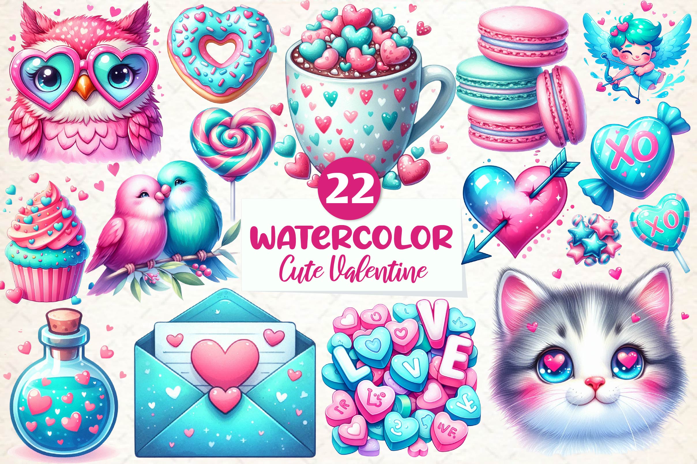 Cute Valentine Clipart Bundle