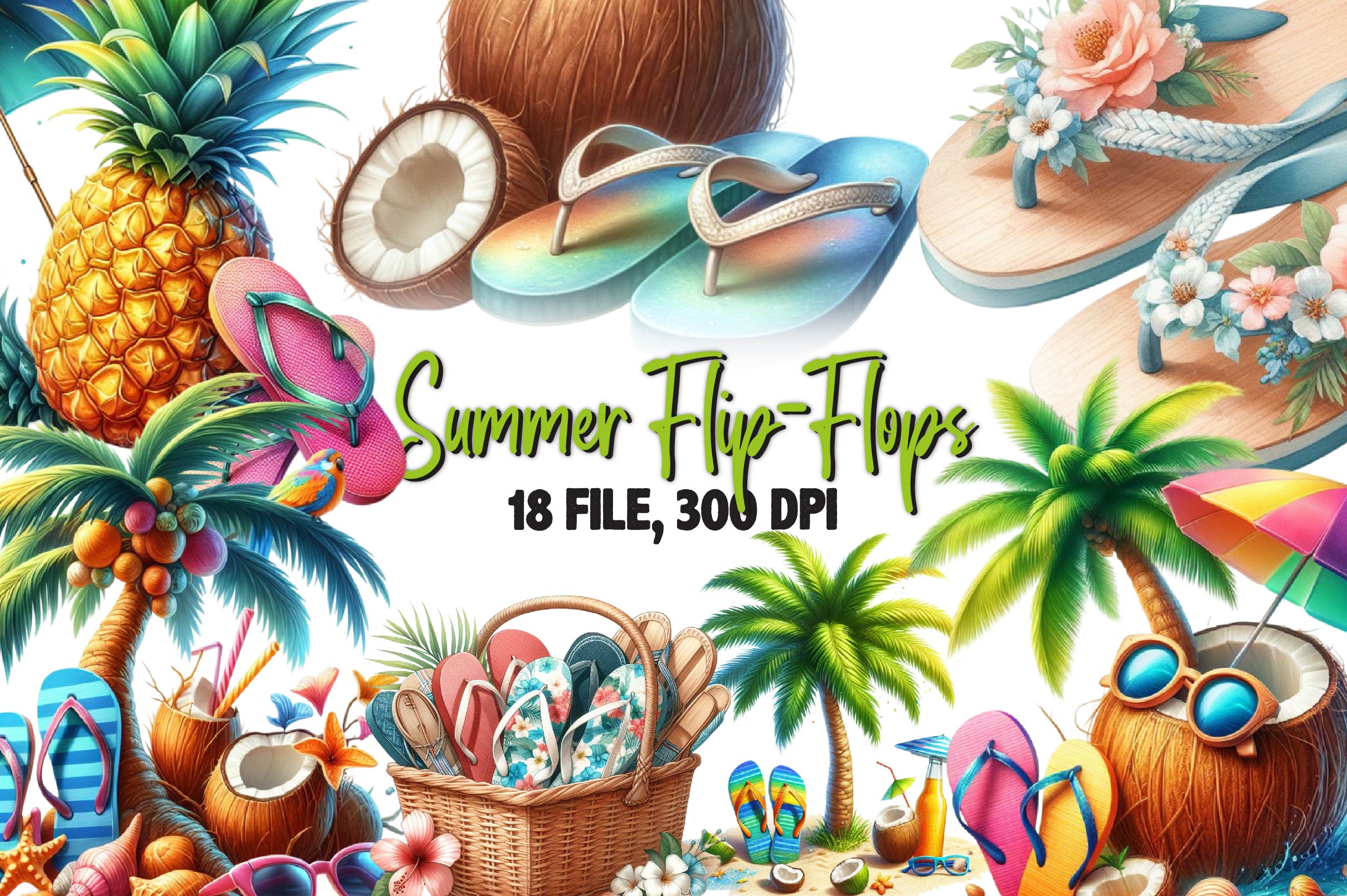 Summer Flip Flops Clipart Bundle 1