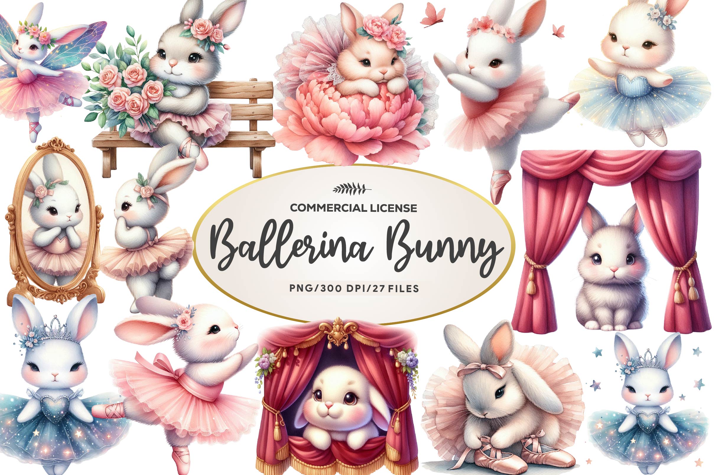 Ballerina Bunny Clipart Bundle