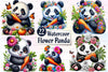 Flower Panda Clipart Bundle