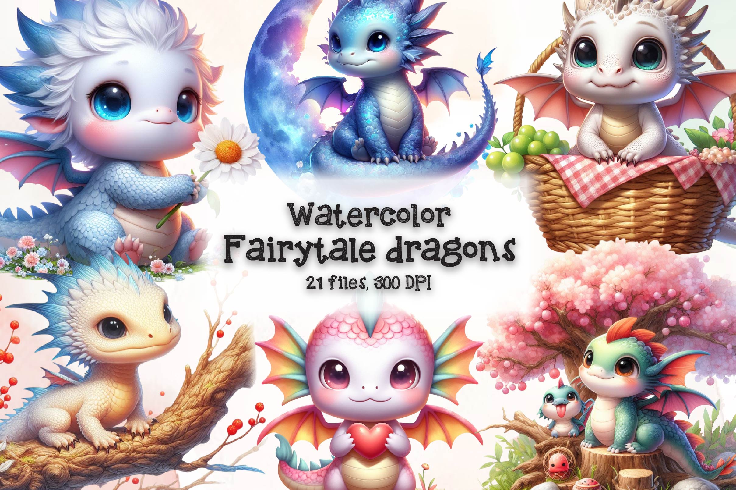 Fairytale Dragons Clipart Bundle