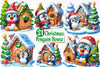 Christmas Funny Penguin House Clipart Bundle