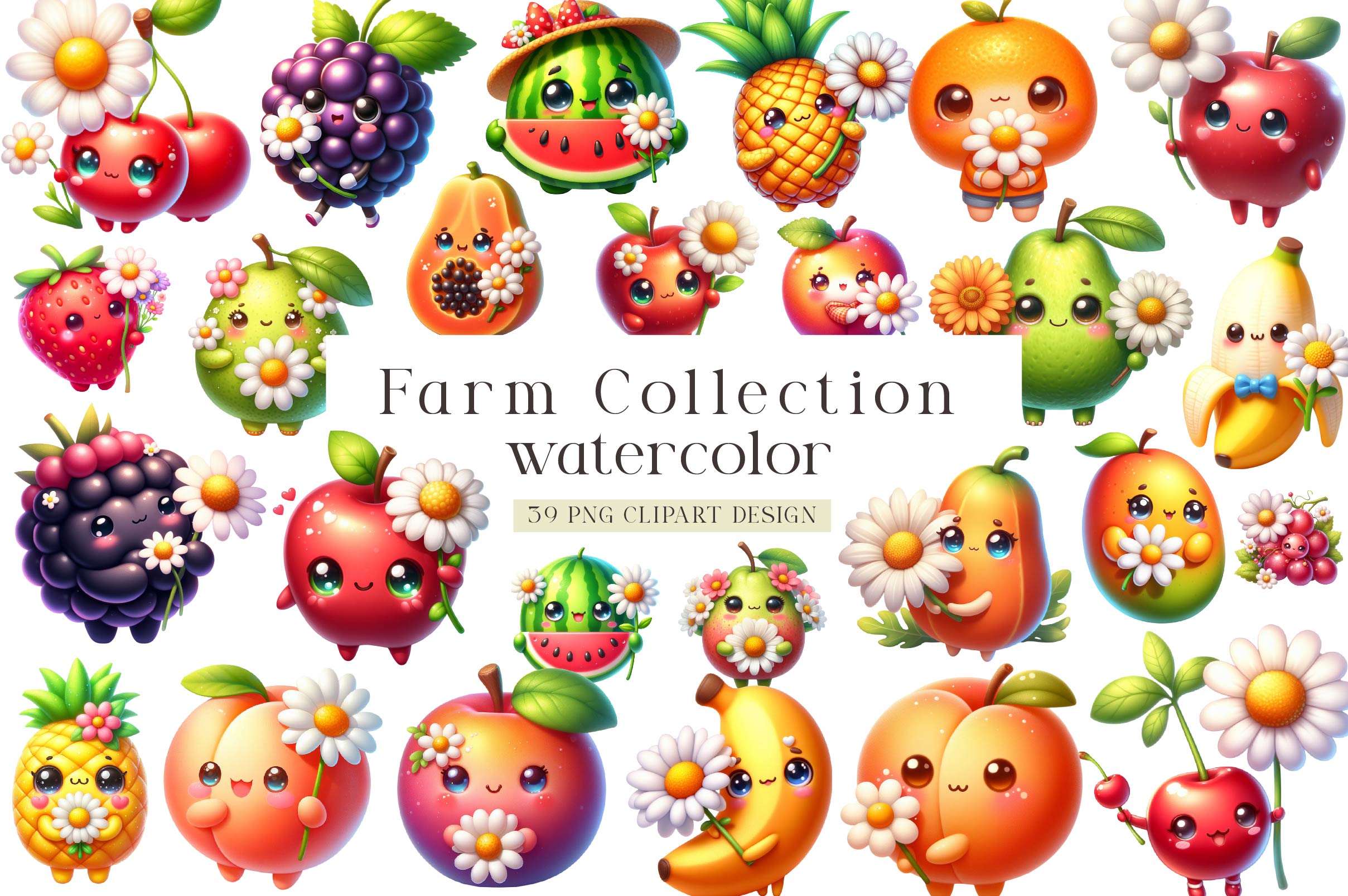 Cute Fruit Collection Clipart Bundle