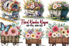 Floral Wooden Wagon Clipart Bundle