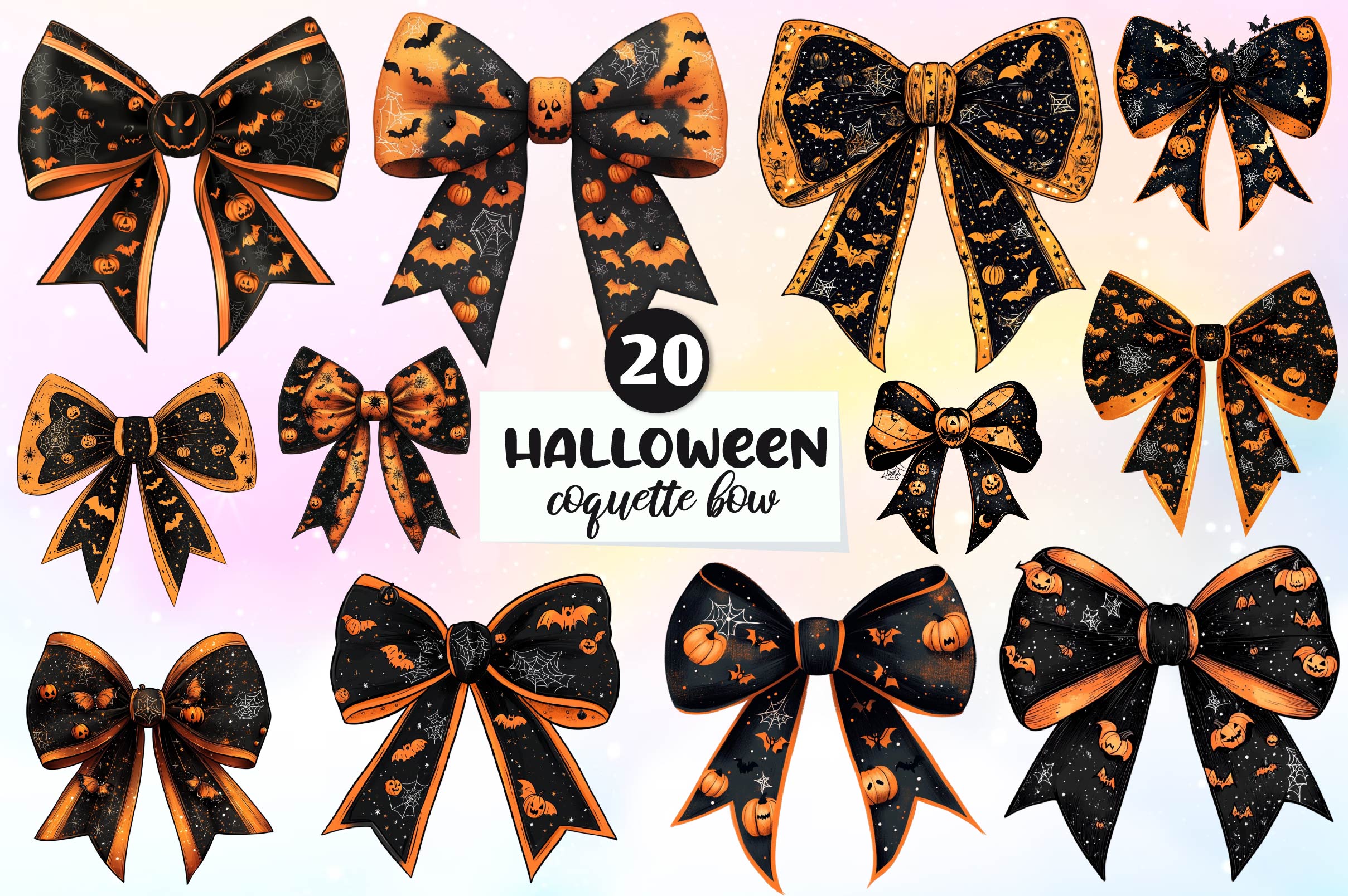 Halloween Coquette Bow Clipart Bundle 3