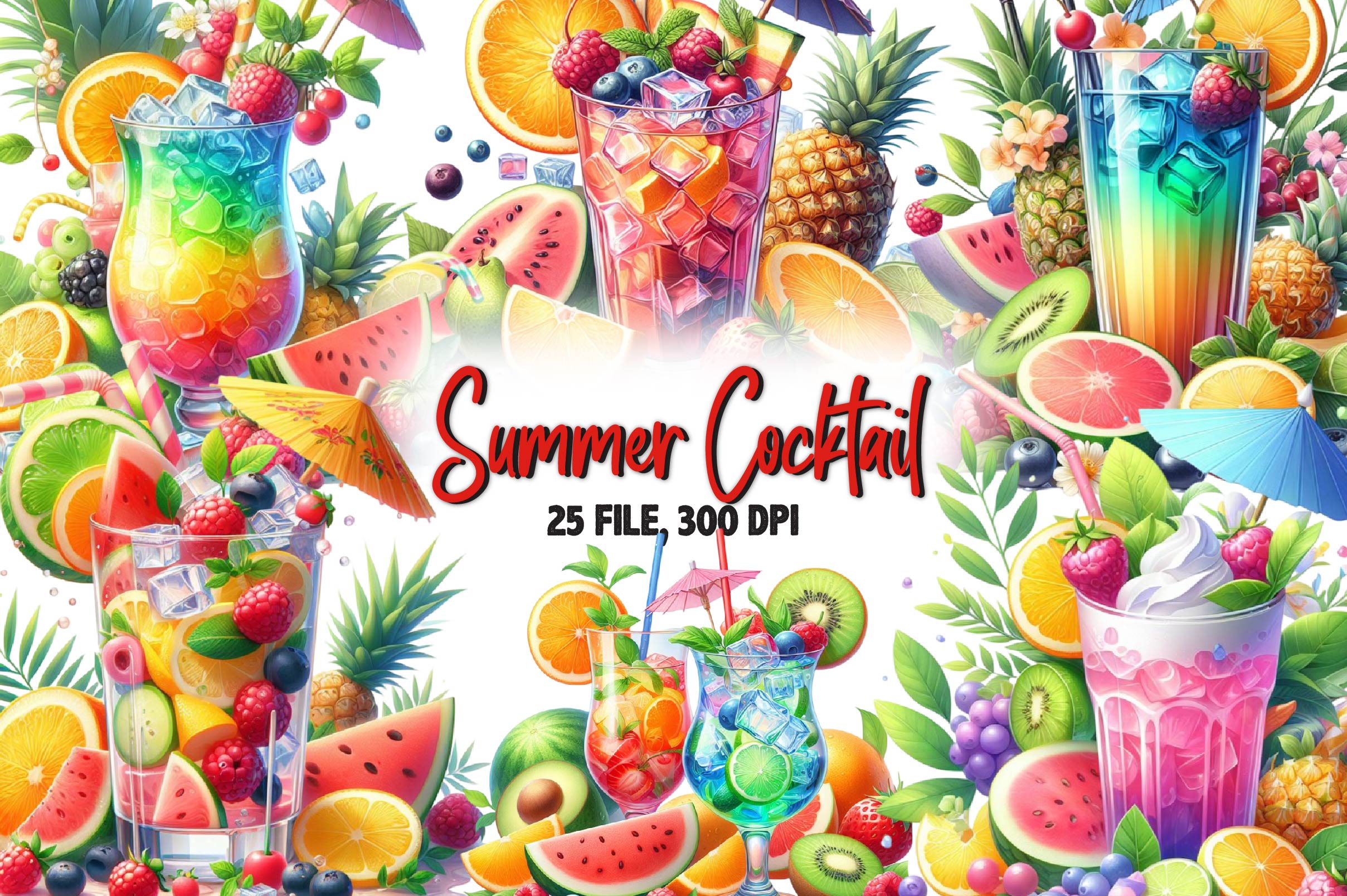 Summer Cocktail Clipart Bundle