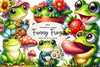 Spring Funny Frog Clipart Bundle
