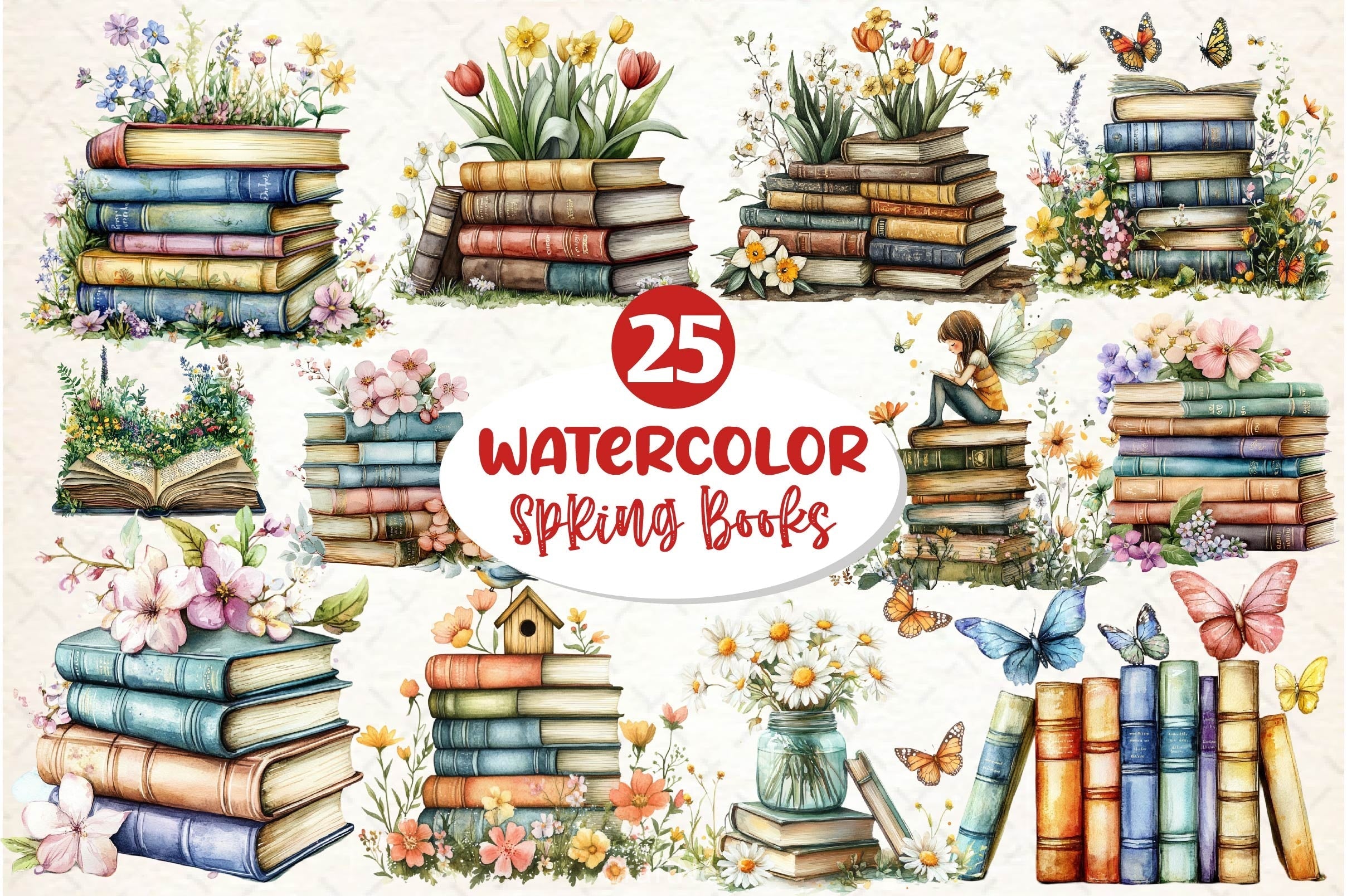 Spring Books Clipart Bundle 3