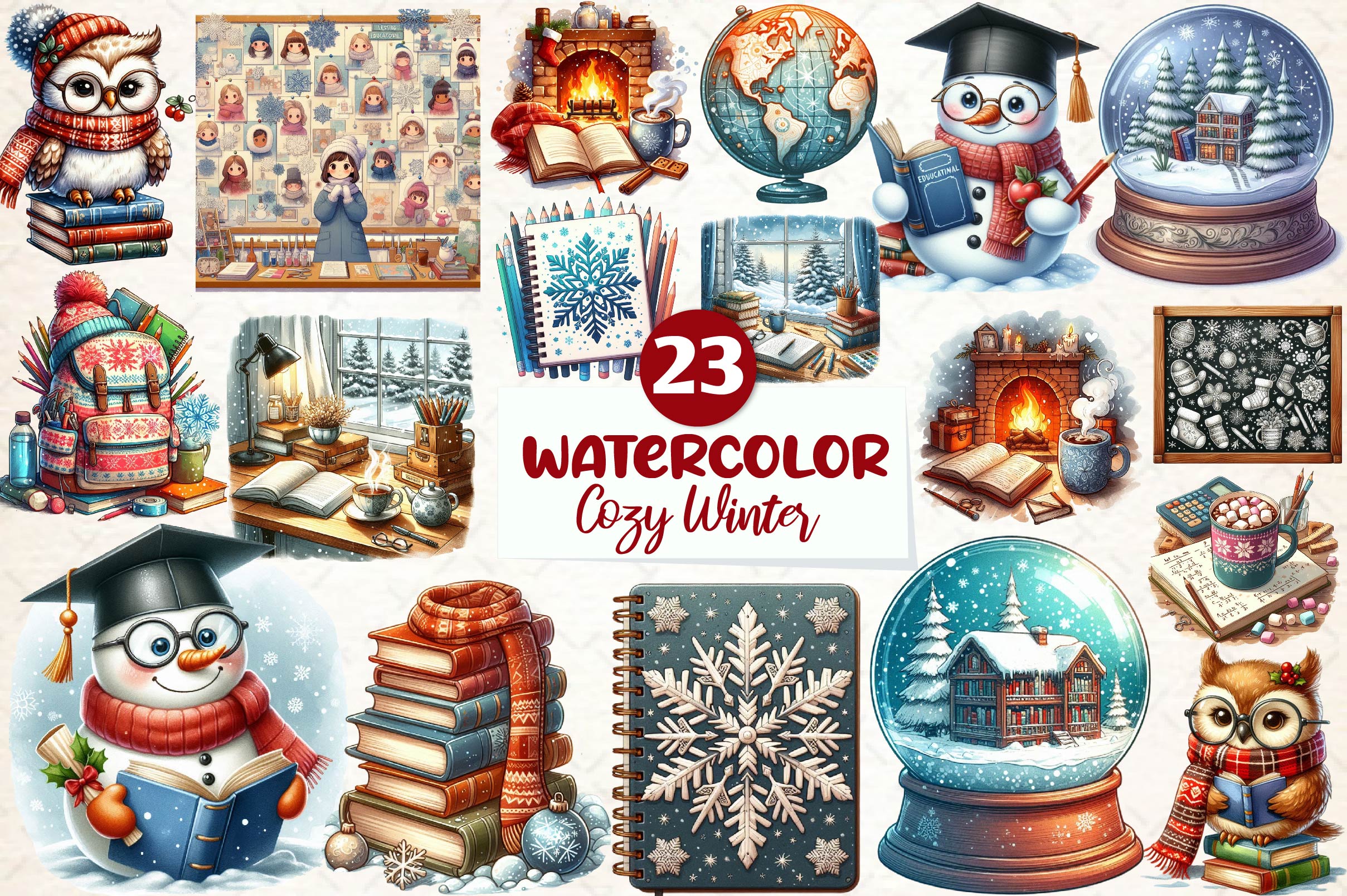 Cozy Winter Educational Clipart Bundle
