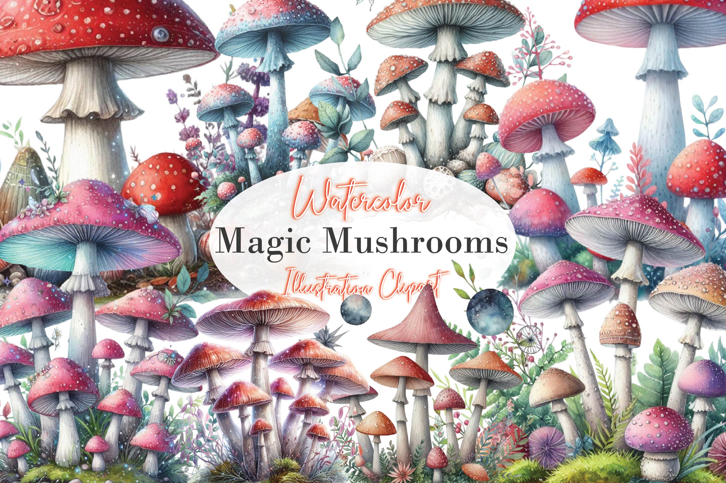 Magic Mushrooms Clipart Bundle