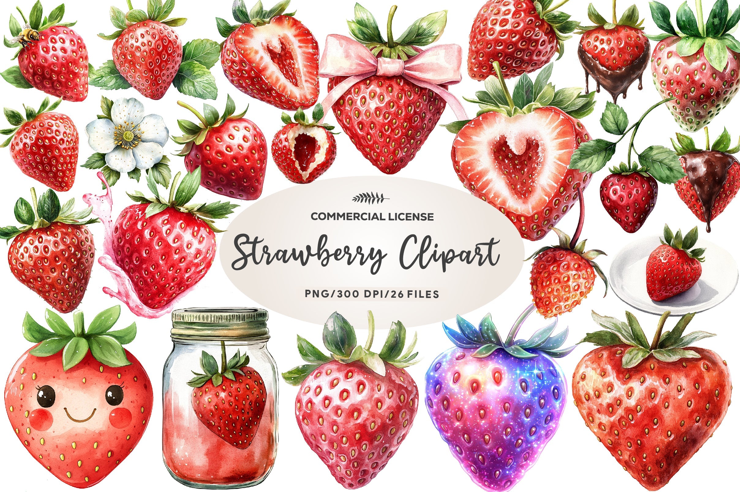 Strawberry Clipart Bundle