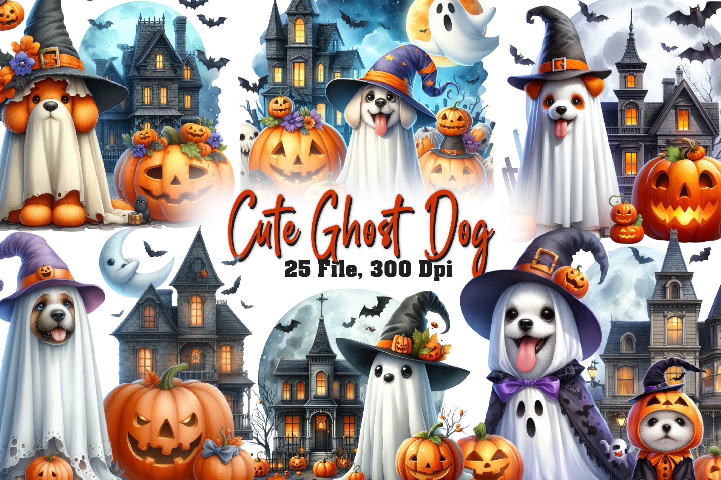 Ghost Dog Clipart Bundle