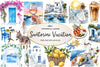 Summer Santorini Vacation Clipart Bundle 1