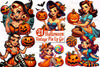 Halloween Vintage Pin Up Girl Clipart Bundle