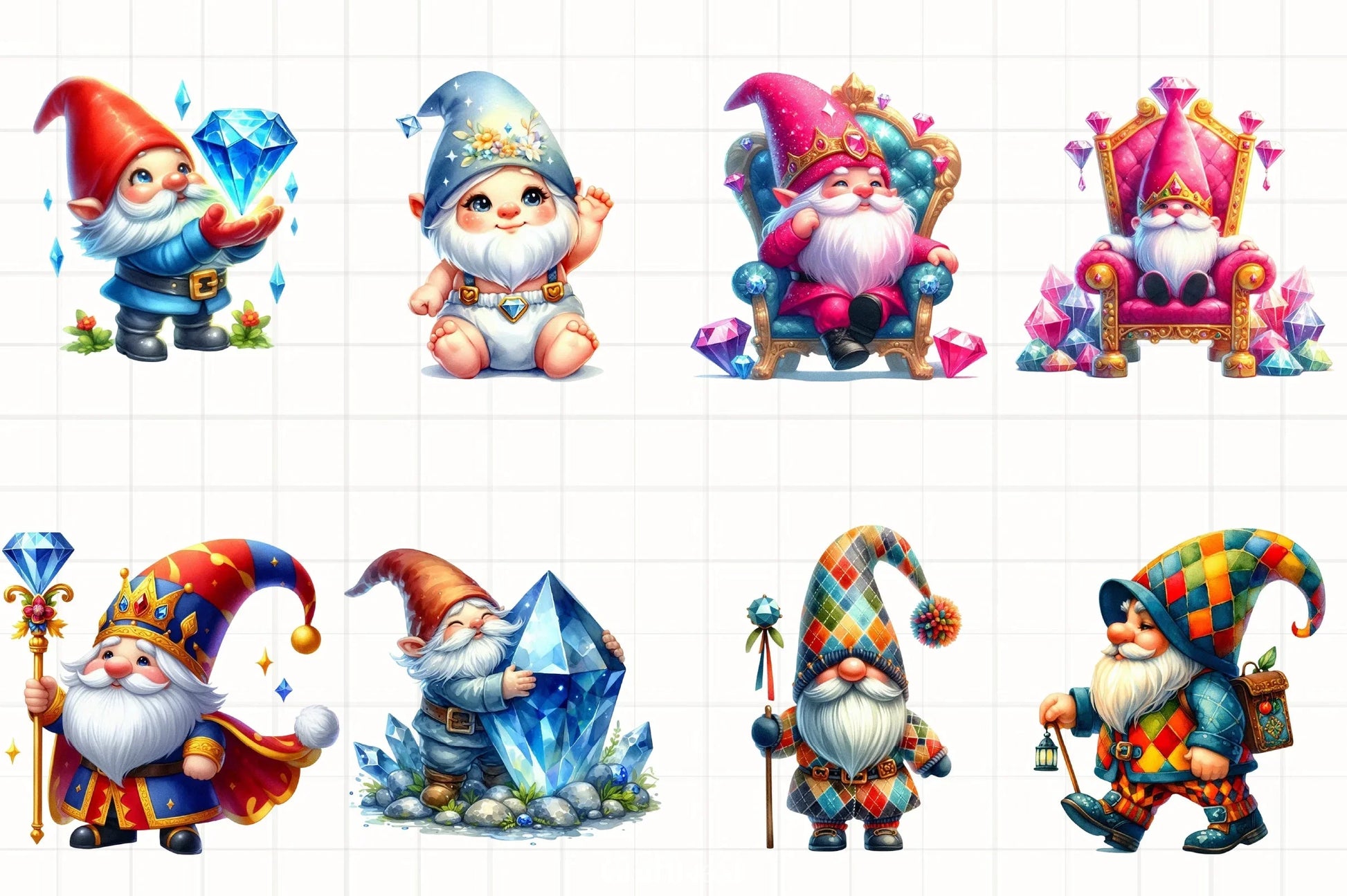 Diamond Gnome Clipart Bundle - CraftNest - Digital Crafting and Art