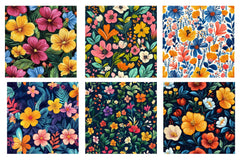 Vibrant Spring Floral Seamless Patterns Digital Paper - CraftNest - Digital Crafting and Art