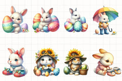 Cute Easter Bunny Clipart Bundle 50 - CraftNest - Digital Crafting and Art