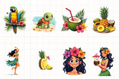 Tiki Hula Girl Luau Clipart Bundle - CraftNest - Digital Crafting and Art