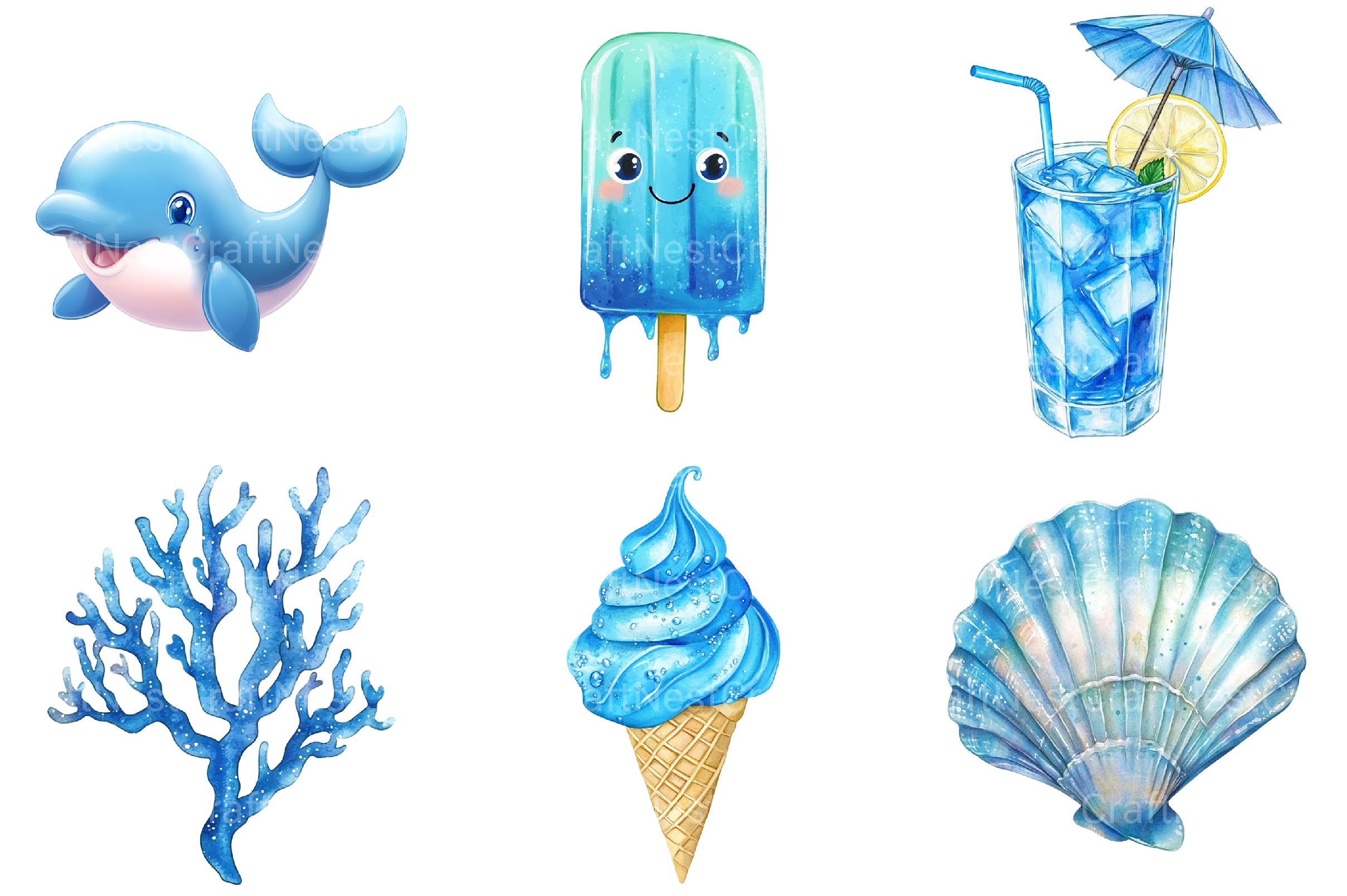 Blue Summer Beach Clipart