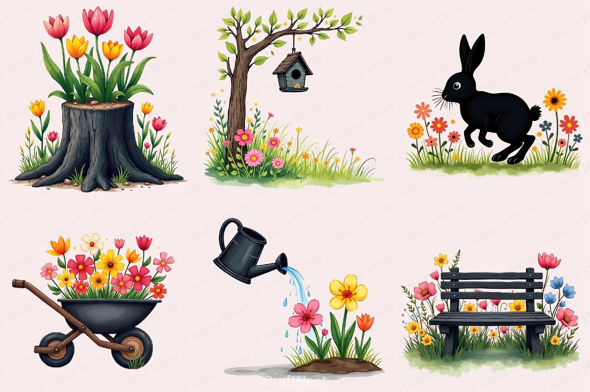 Black Spring Outdoor Clipart Bundle - CraftNest - Digital Crafting and Art